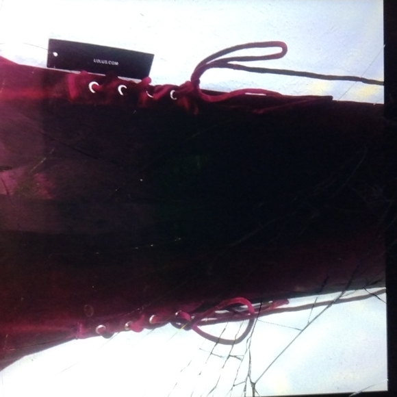 Lulu's Burgundy Velvet Lace-up Bodycon Dress - Picture 6 of 8